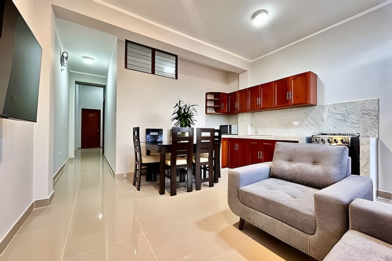 Depa a 5min centro 2HAB con A/C Terraza y Parrilla