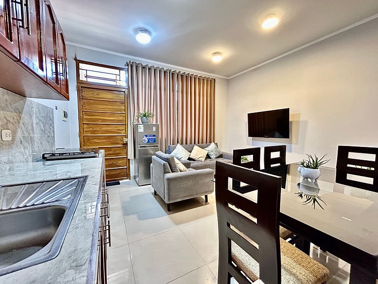 Depa a 5min centro 2HAB con A/C Terraza y Parrilla